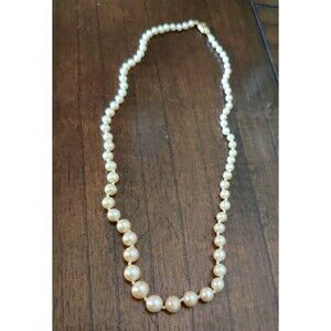 Vintage Signed Monet 17" Single Strand Faux Pearl Graduated Necklace